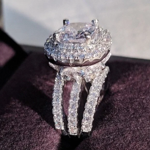 NEW ENGAGEMENT 925 STERLING SILVER DIAMOND RING, BEAUTIFUL RING, SHINY RING - Picture 4 of 7